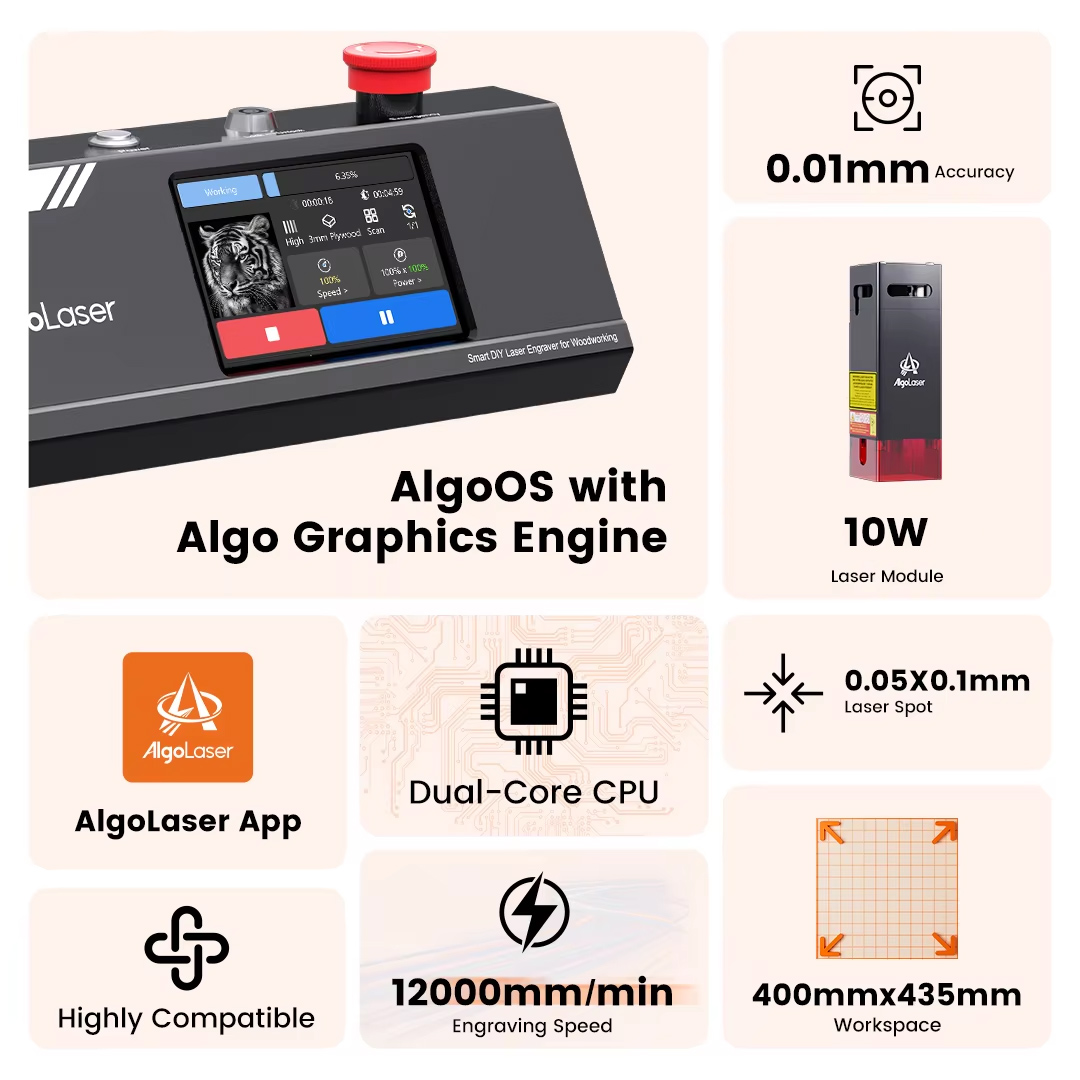 Algolaser DIY mesa 40*43cm CNC - Industrial Handheld Laser Engraver reseña y precio